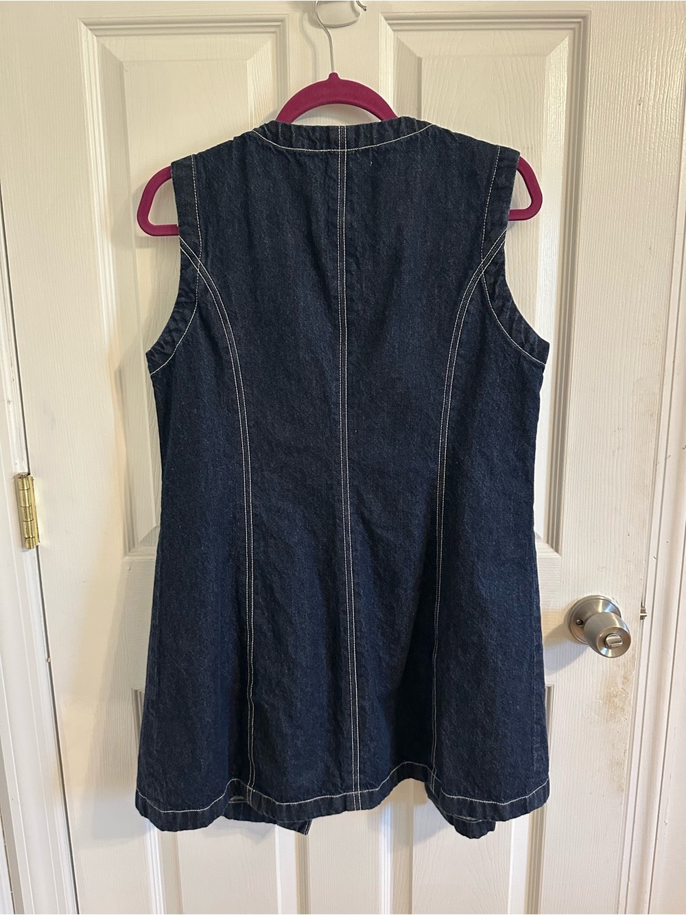 Denim Button-Front Dress - Dark Blue - Picture 2 of 3